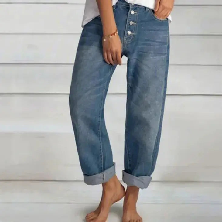 Aveline | Women’s High-Waisted Button Fly Relaxed Jeans