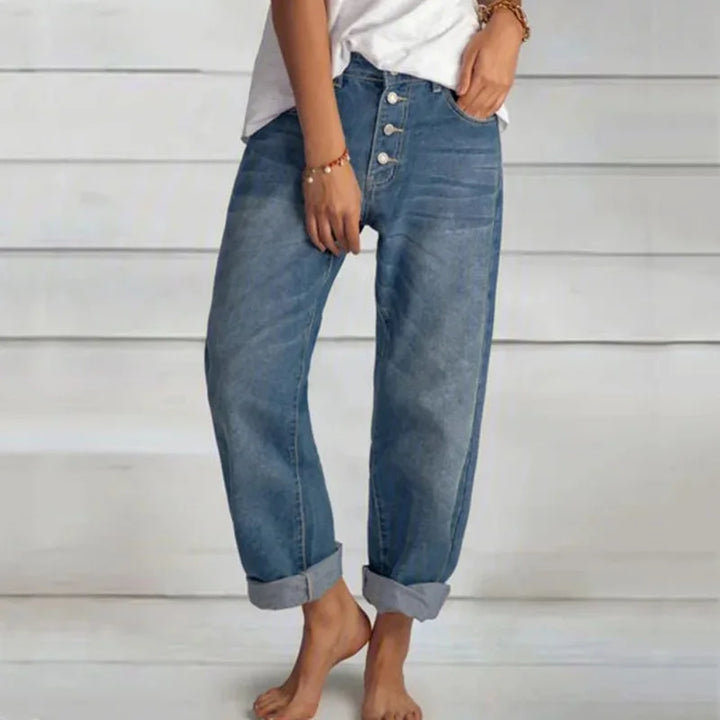Aveline | Women’s High-Waisted Button Fly Relaxed Jeans