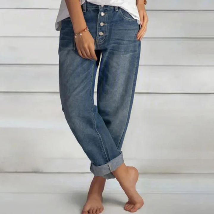 Aveline | Women’s High-Waisted Button Fly Relaxed Jeans