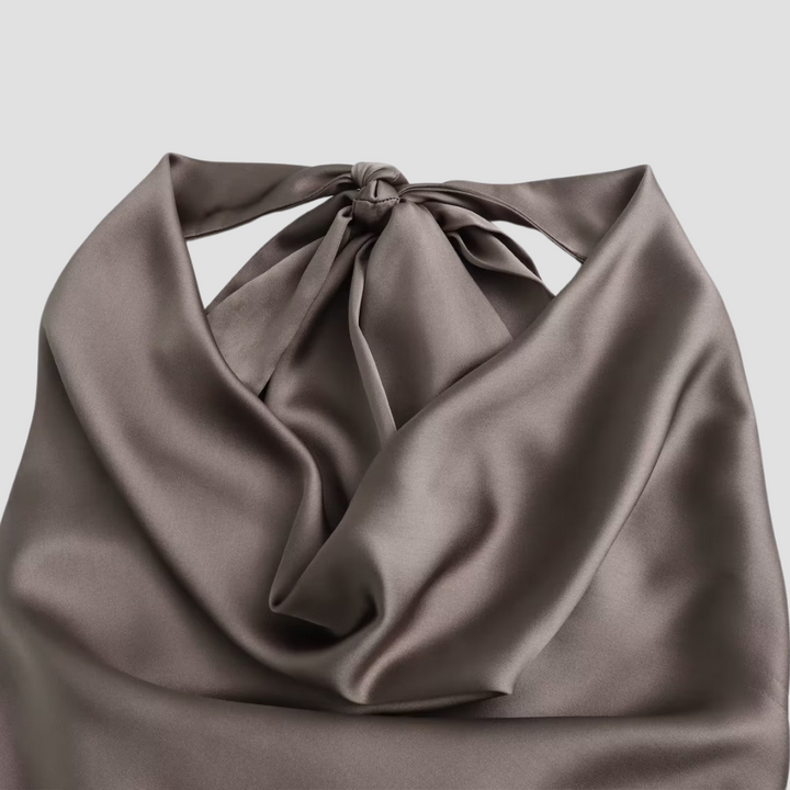 Aveline | Women’s Elegant Open Back Draped Satin Tank