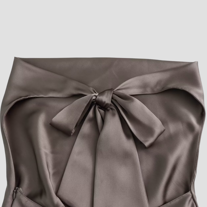 Aveline | Women’s Elegant Open Back Draped Satin Tank
