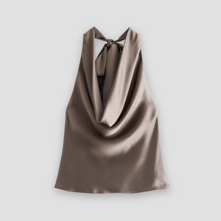 Aveline | Women’s Elegant Open Back Draped Satin Tank