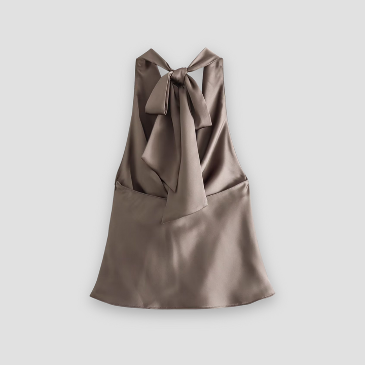 Aveline | Women’s Elegant Open Back Draped Satin Tank