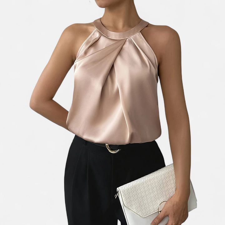 Aveline | Women’s Elegant Pleated Draped Satin Tank
