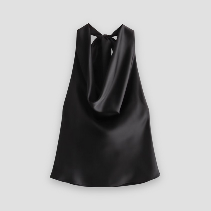 Aveline | Women’s Elegant Open Back Draped Satin Tank