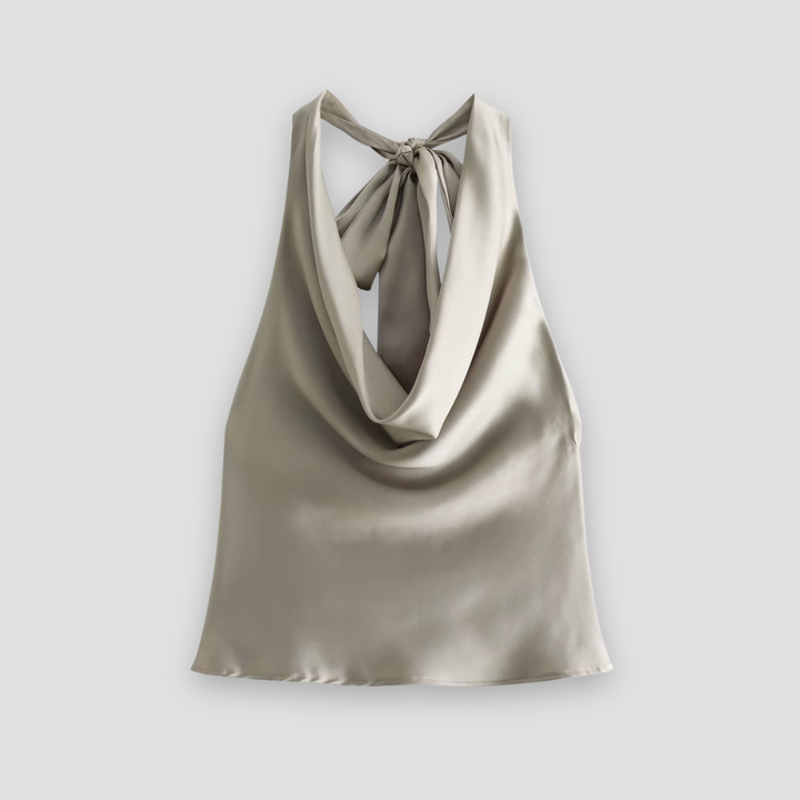 Aveline | Women’s Elegant Open Back Draped Satin Tank