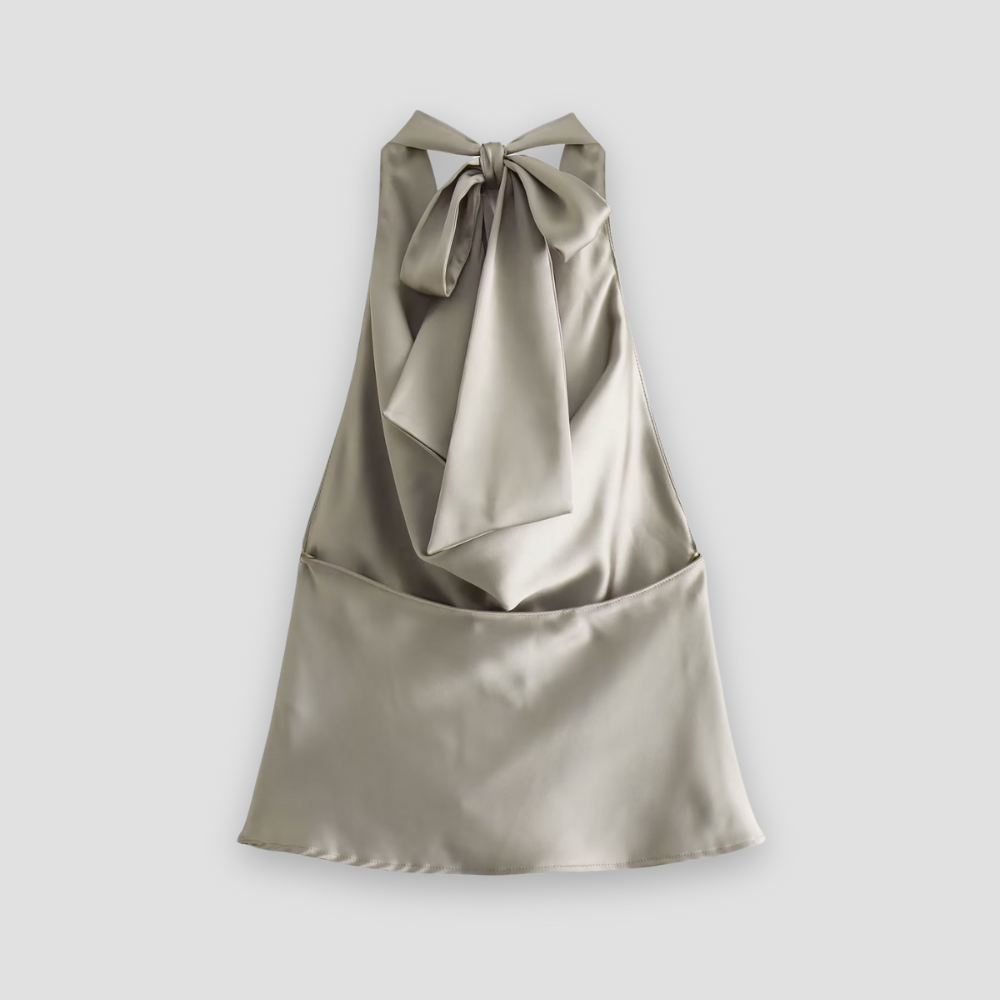Aveline | Women’s Elegant Open Back Draped Satin Tank