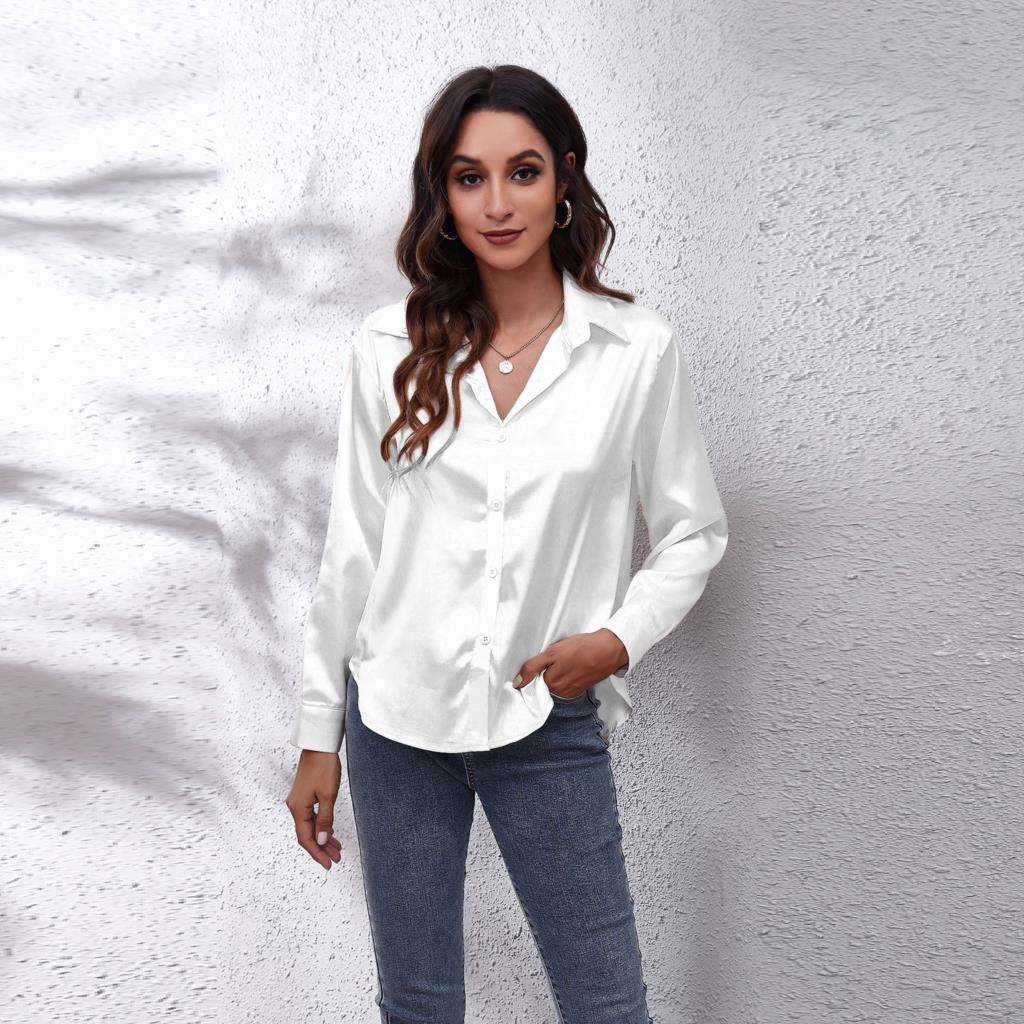 Elara | Women’s Elegant Long Sleeve Satin Blouse