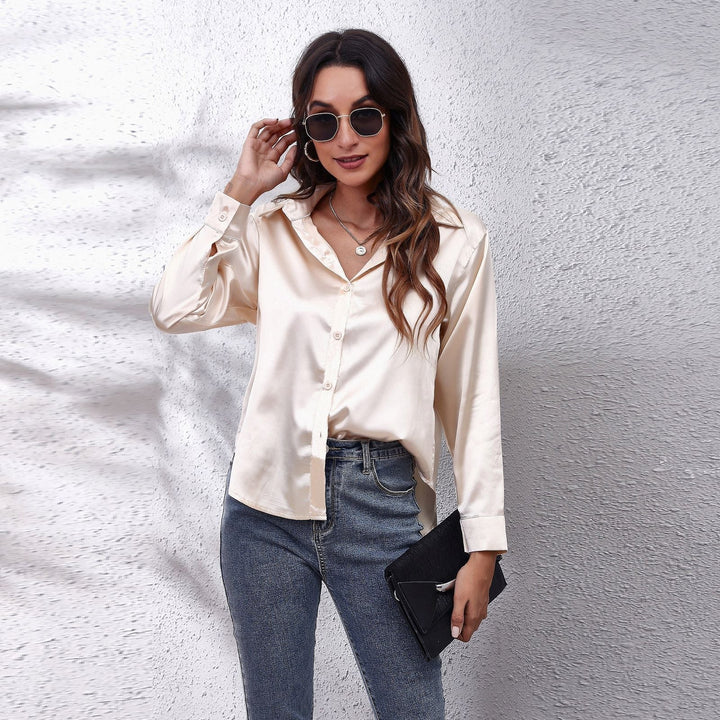 Elara | Women’s Elegant Long Sleeve Satin Blouse