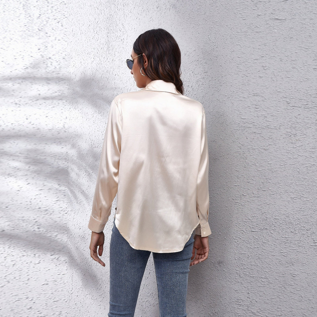 Elara | Women’s Elegant Long Sleeve Satin Blouse