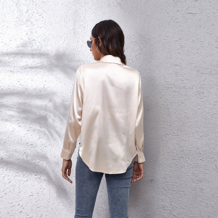 Elara | Women’s Elegant Long Sleeve Satin Blouse