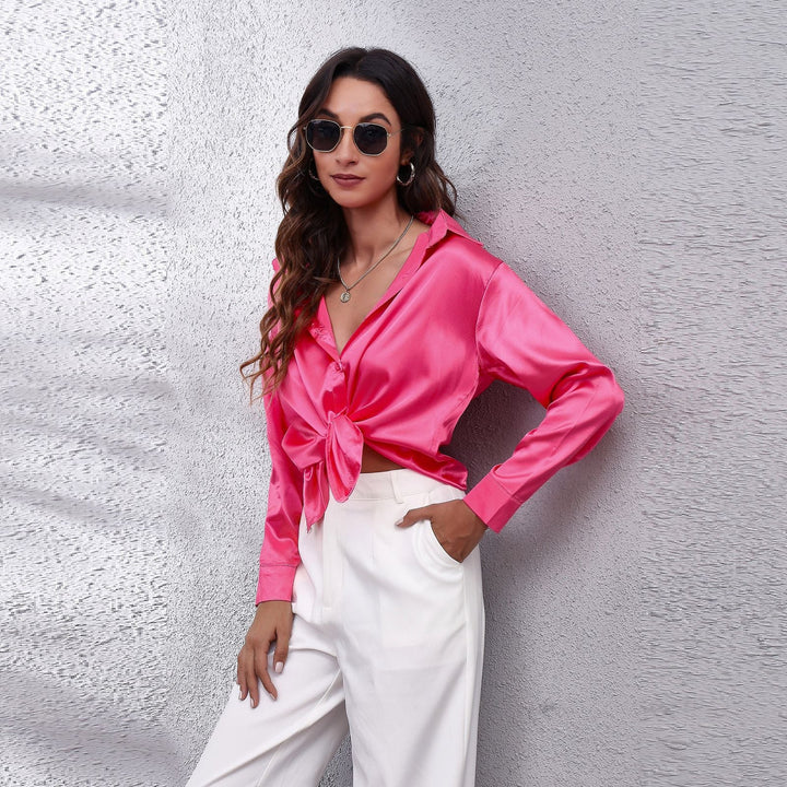 Elara | Women’s Elegant Long Sleeve Satin Blouse