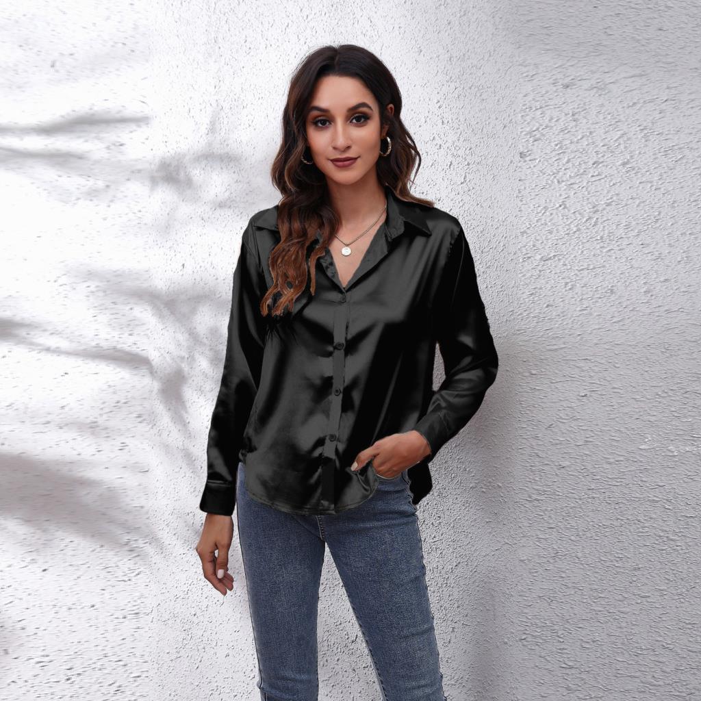 Elara | Women’s Elegant Long Sleeve Satin Blouse