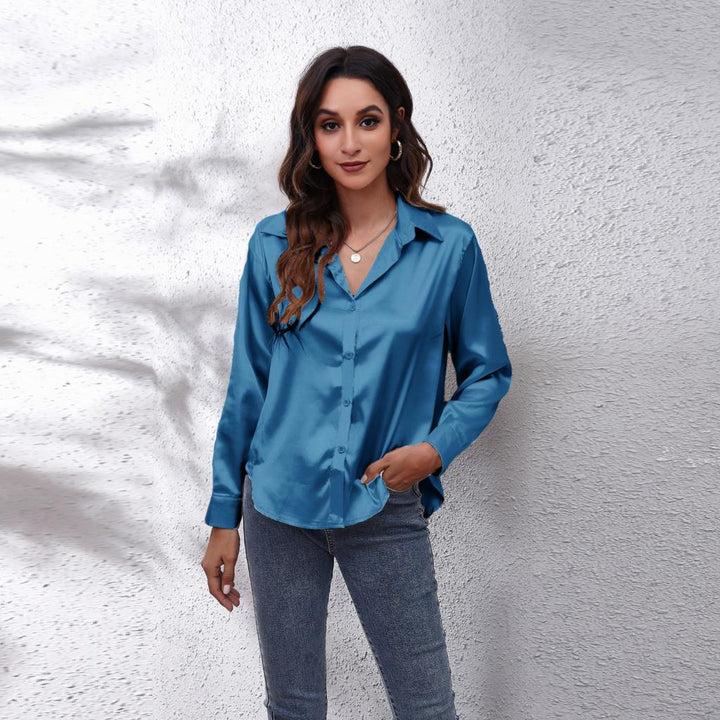Elara | Women’s Elegant Long Sleeve Satin Blouse