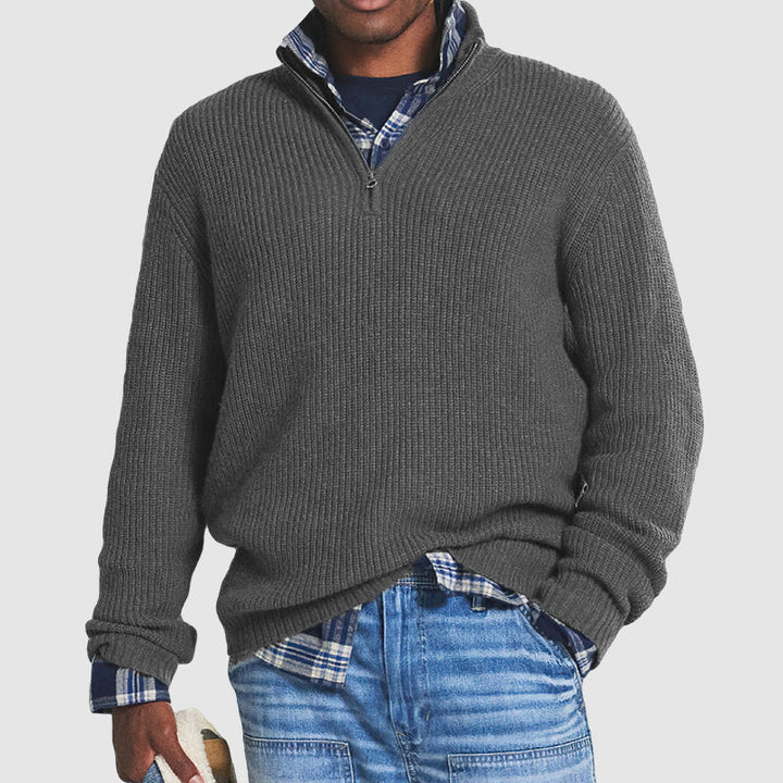 Adrian | Men's Comfortable Men’s Zip-Up Ribbed Sweater