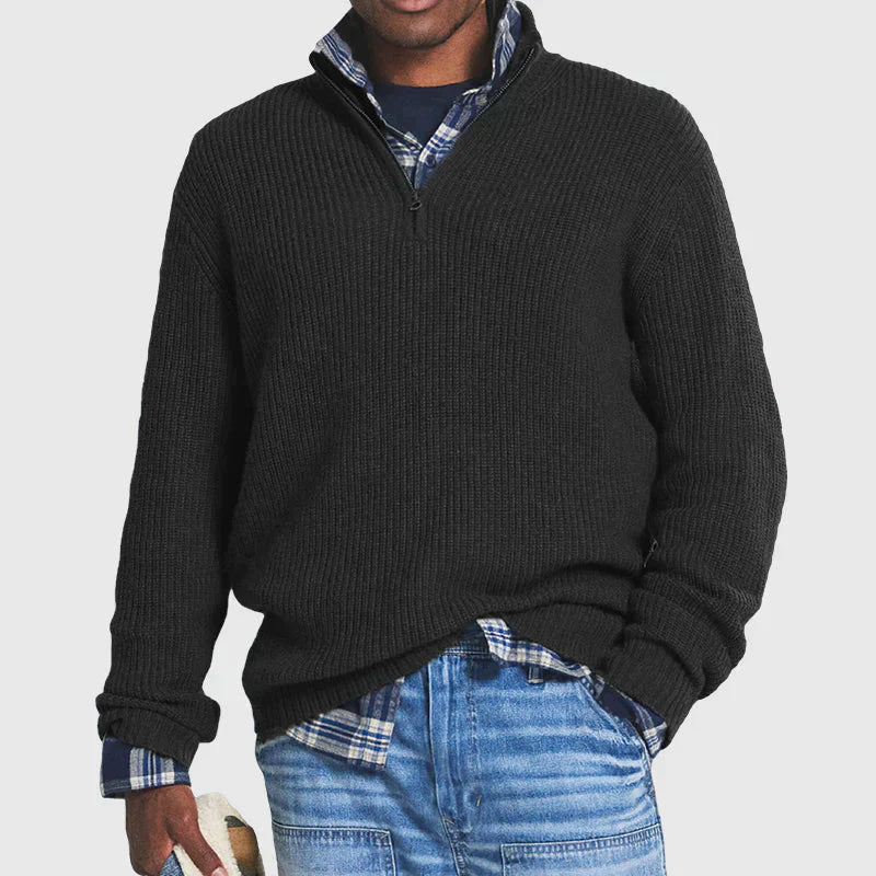 Adrian | Men's Comfortable Men’s Zip-Up Ribbed Sweater
