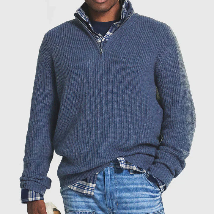 Adrian | Men's Comfortable Men’s Zip-Up Ribbed Sweater