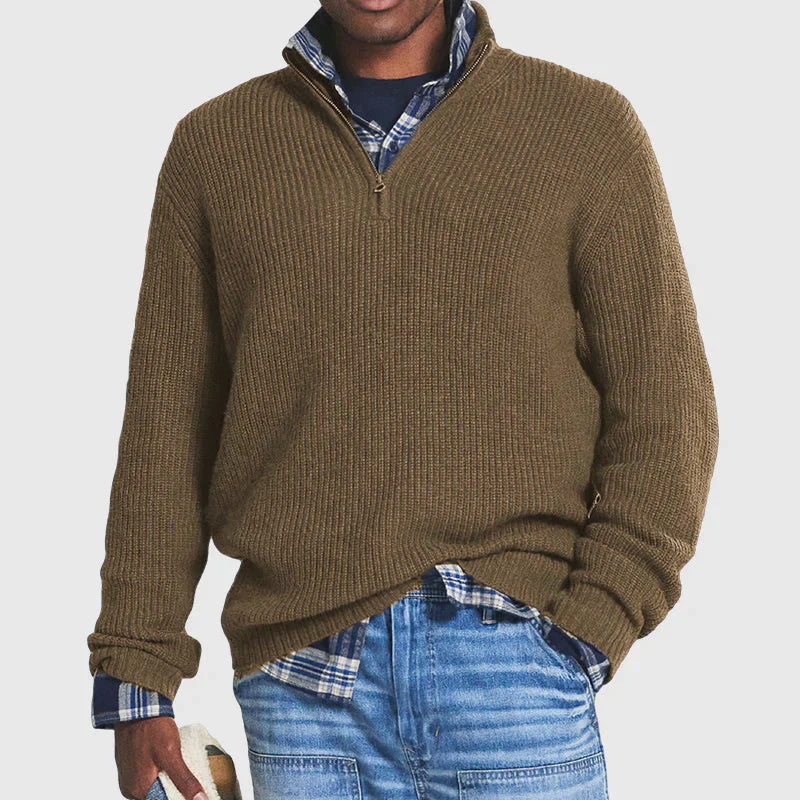 Adrian | Men's Comfortable Men’s Zip-Up Ribbed Sweater