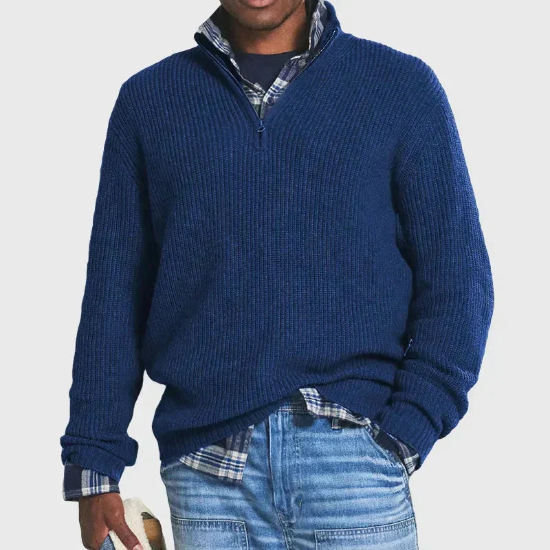 Adrian | Men's Comfortable Men’s Zip-Up Ribbed Sweater