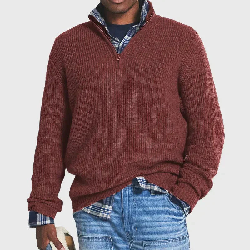 Adrian | Men's Comfortable Men’s Zip-Up Ribbed Sweater