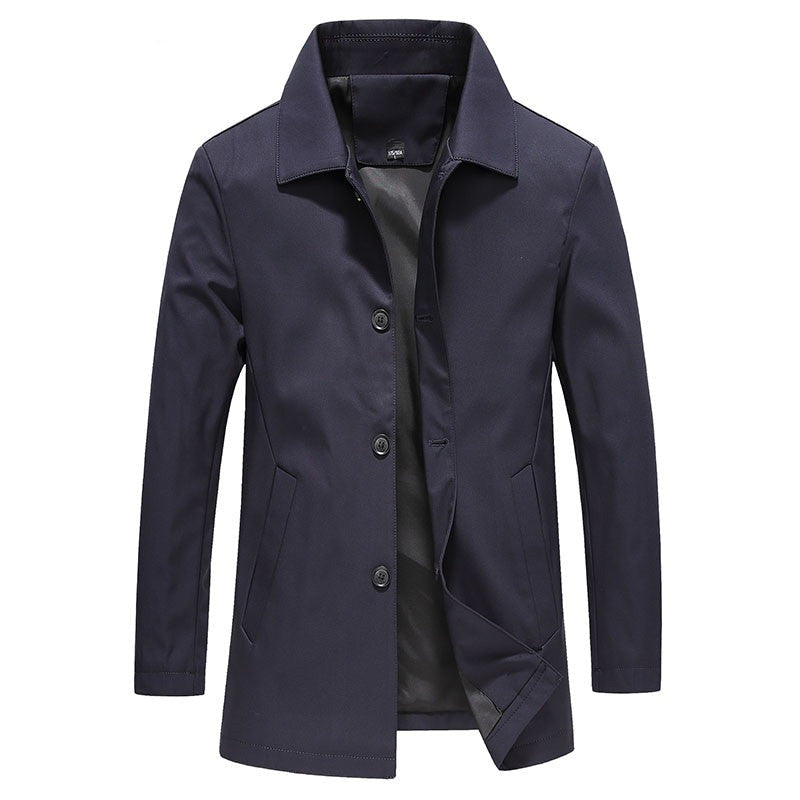 Finnian | Men's Casual Slim Fit Long Jacket with Button Closure