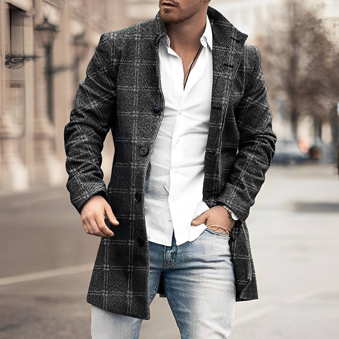 Isaac | Men's Houndstooth Checkered Long Coat