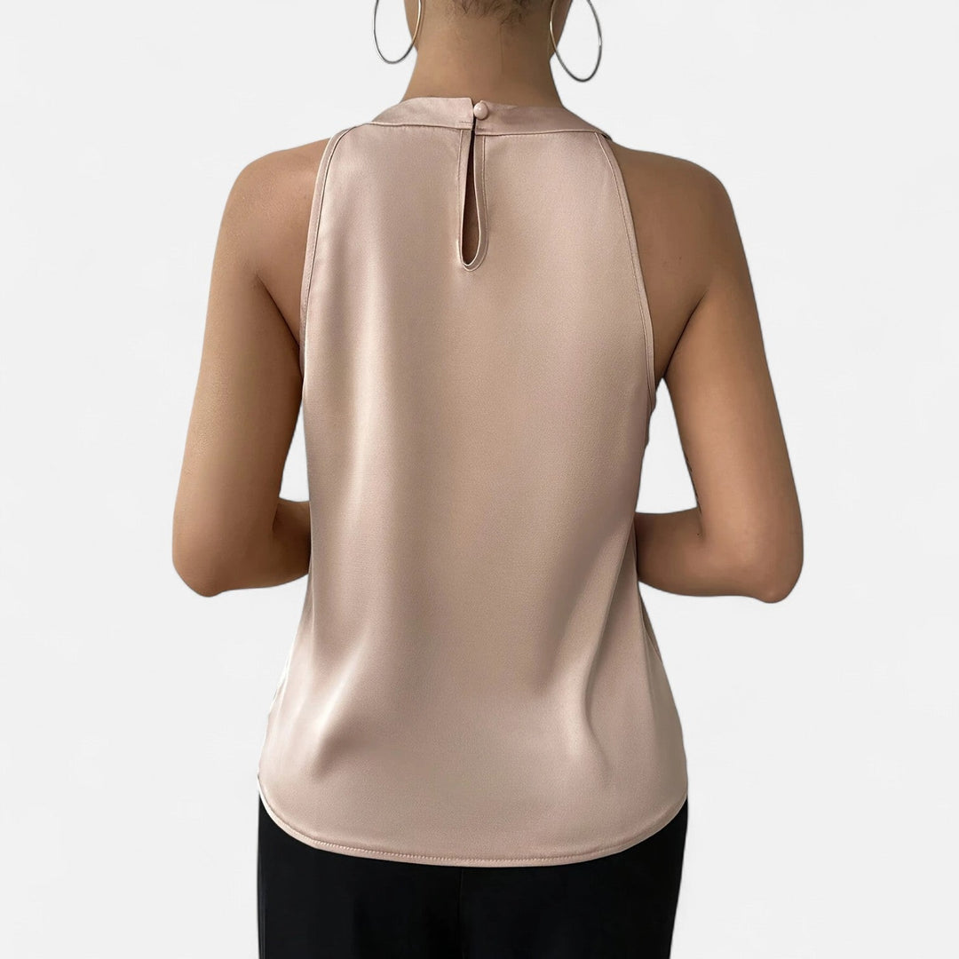 Aveline | Women’s Elegant Pleated Draped Satin Tank