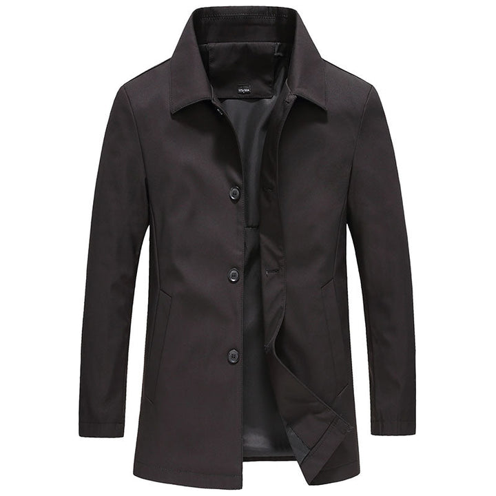 Finnian | Men's Casual Slim Fit Long Jacket with Button Closure